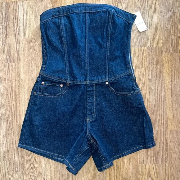 Strapless Denim Romper - Picture 4 of 7